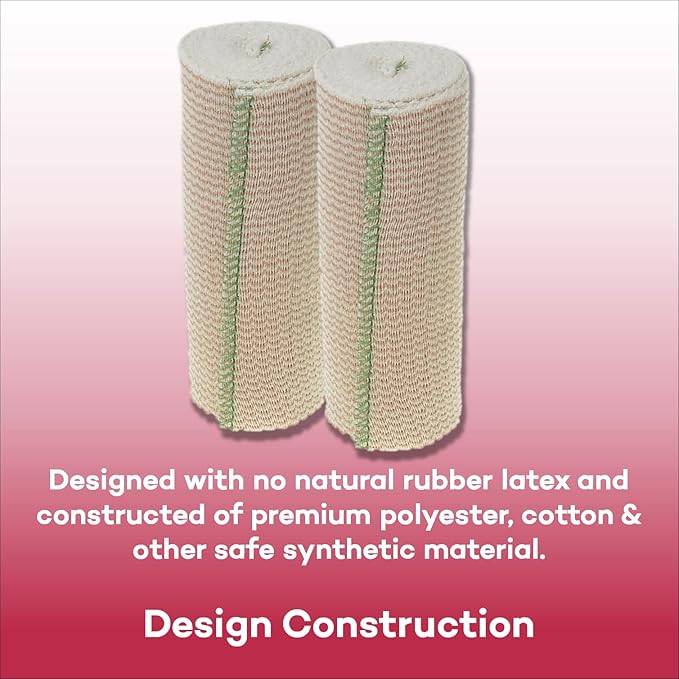 Dealmed 6" Elastic Bandage Wrap with Self-Closure – 2 Elastic Bandages, 5 Yards Stretched Compression Bandage Wrap, Wound Care Product for First Aid Kit and Medical Facilities