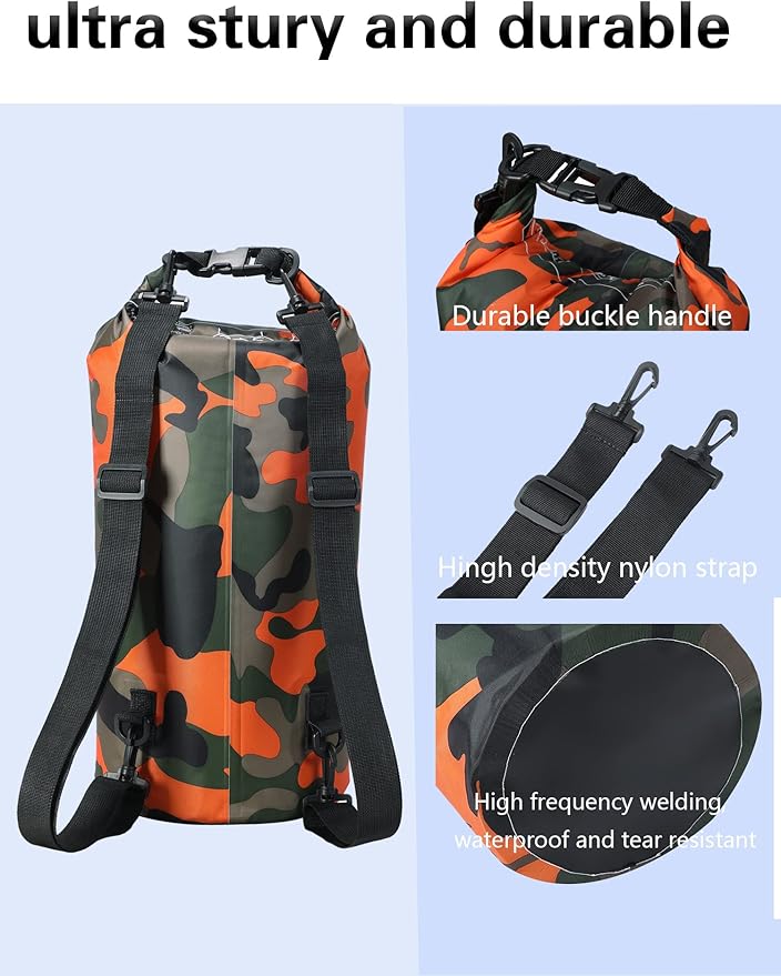 YDYJKI Waterproof Dry Bag Backpack 2L/5L/10L/20L/30L Floating Roll Top Dry Compression Sack Keeps Gear Dry for Kayaking Beach Rafting Boating Hiking Camping and Fishing with Waterproof Phone Case