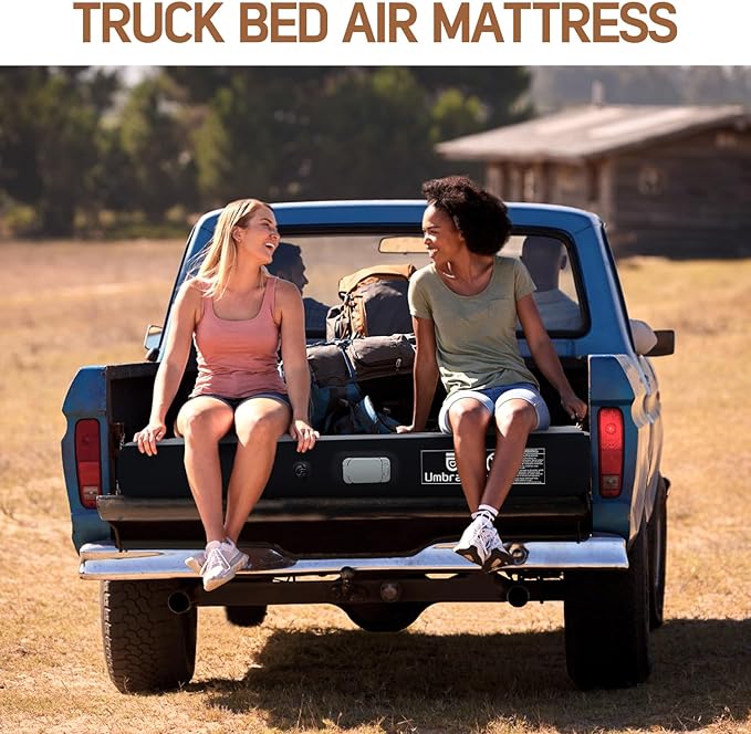 Built-in Pump Truck Air Mattress for 5.5-5.8ft Short Bed, Inflatable Full Size Pickup Airbed with Detachable Pump for Outdoor Travel Camping, Includes Pillows & Storage Bag