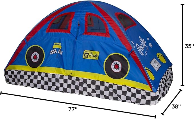 Pacific Play Tents 19710 Kids Rad Racer Bed Tent Playhouse - Twin Size , Yellow