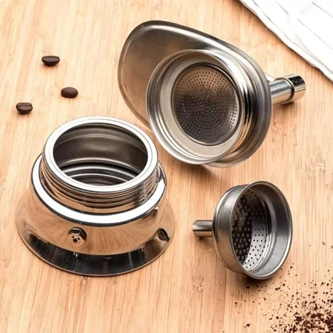 Single Spout Mocha Pot, Stainless Steel Espresso Maker Coffee Pot Lightweight Cafe Maker Portable Outdoor Camping Brewed Coffee Cup for All Electric Ceramic Gas Stovetops(50ml)