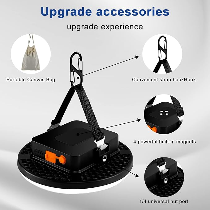 10000mAh 4000LM Flashlight Portable LED Camping Lantern Rechargeable Light 30W with Magnet and 1/4 Nut Port, IP65 Waterproof Tent Light Power Failure Emergency Survival Kits (30W Pro)