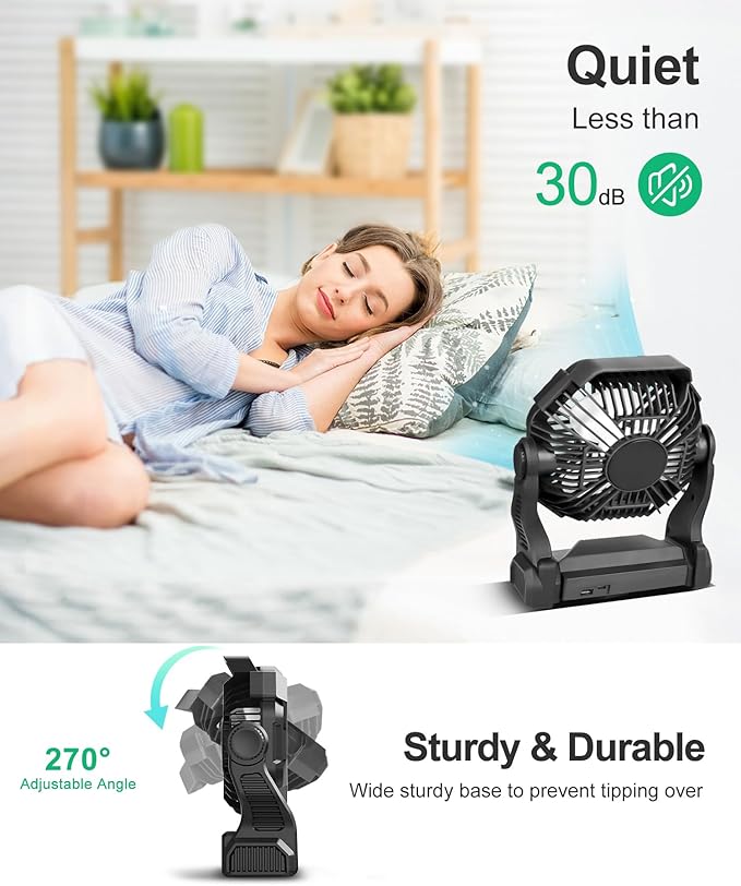 CONBOLA 25400mAh,Camping Fan, Portable Fans Rechargeable 9-Inch Battery Powered LED Lantern, USB C Battery Beach Fan.