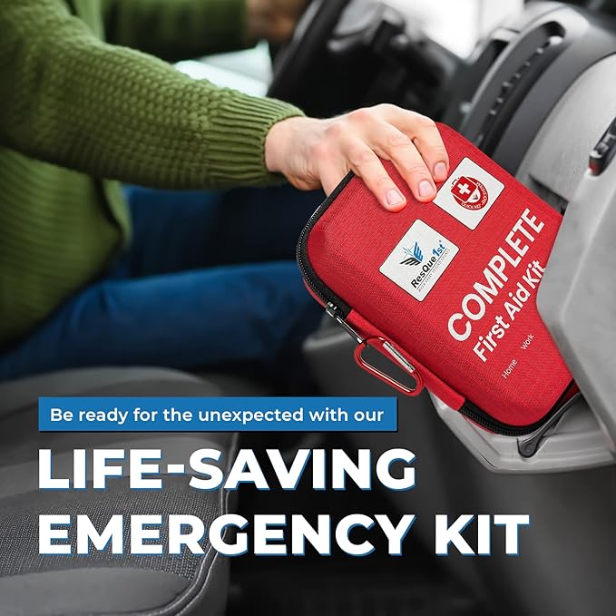 First Aid Kit for Home and Travel Essentials - Ideal for Emergency Car Kit and Camping Essentials - Portable First Aid Kits and Outdoors - Emergency First Aid Kit for Car and Road Trip Essentials