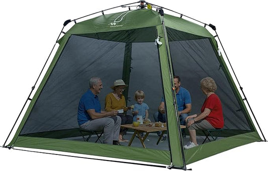 8.2'x8.2' Pop Up Canopy, 2025 Upgraded Outdoor Screen House Tent, Portable Folding Instant Camping Canopy, Easy Set-up Canopy -Olive Green
