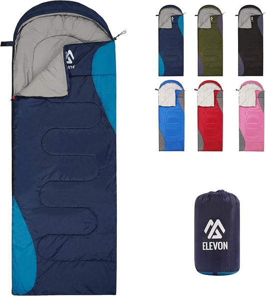 Sleeping Bag for Adults Teens Kids Cold Warm Weather, Portable Waterproof & Lightweight, Compact with Compression Sack, for 3-4 Seasons Camping, Backpacking, Hiking, Travel, Indoors Outdoors