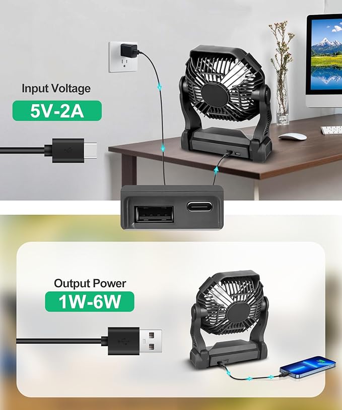 CONBOLA 25400mAh,Camping Fan, Portable Fans Rechargeable 9-Inch Battery Powered LED Lantern, USB C Battery Beach Fan.