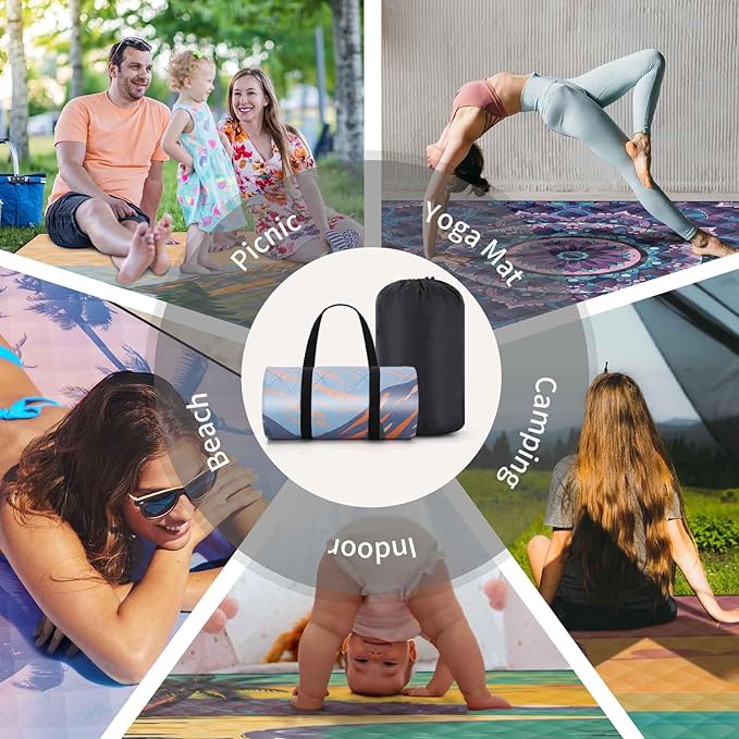 60x80 Picnic Blankets Waterproof Sandless Folding Outdoors Camp Excersise Rug Huge Boho Floor Gym Meditation Mat Yard Blanket Giant Pet Camping Items Beach Trips Garden Necessities Gift Ideas