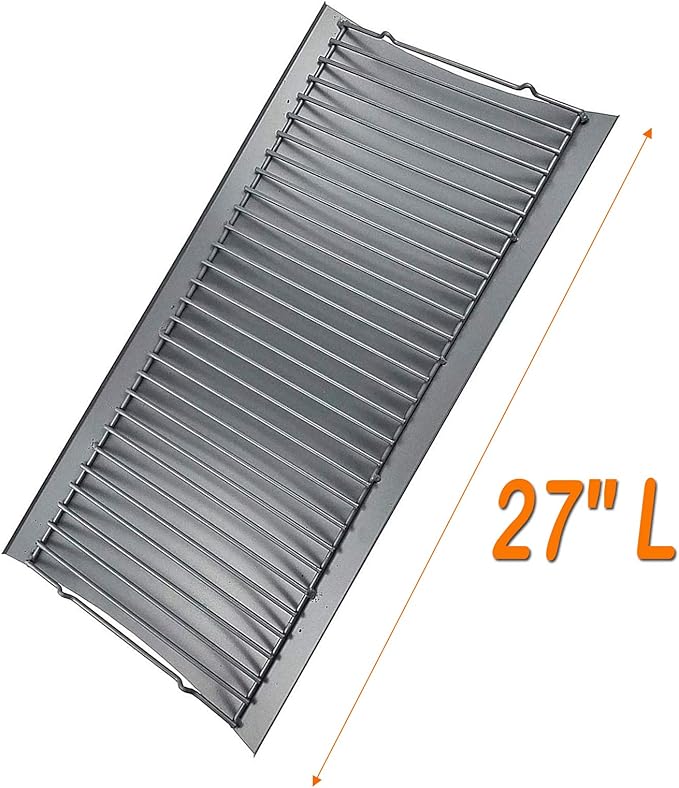 MixRBBQ 27 inch Ash pan for Chargriller 1224 1324 2121 2222 2727 2828 2929 Charcoal Grill, Fire Grate Replacement Part with 2pcs Fire Grate Hanger, Porcelain-coated Steel 27" Drip Pan