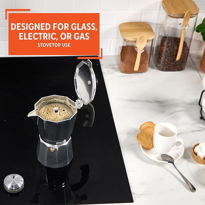 Imusa USA Aluminum Stovetop 6-cup Espresso Maker (B120-43V), Silver