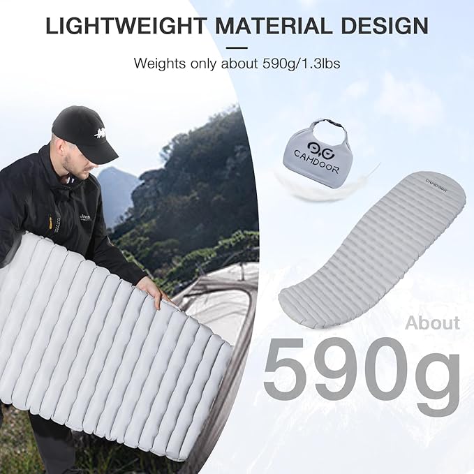 Self Inflating Sleeping Pad for Camping with Inflating Bag, Compact Lightweight Camping Mat, Outdoor Backpacking Hiking Traveling Airpad Camping Air Mattress