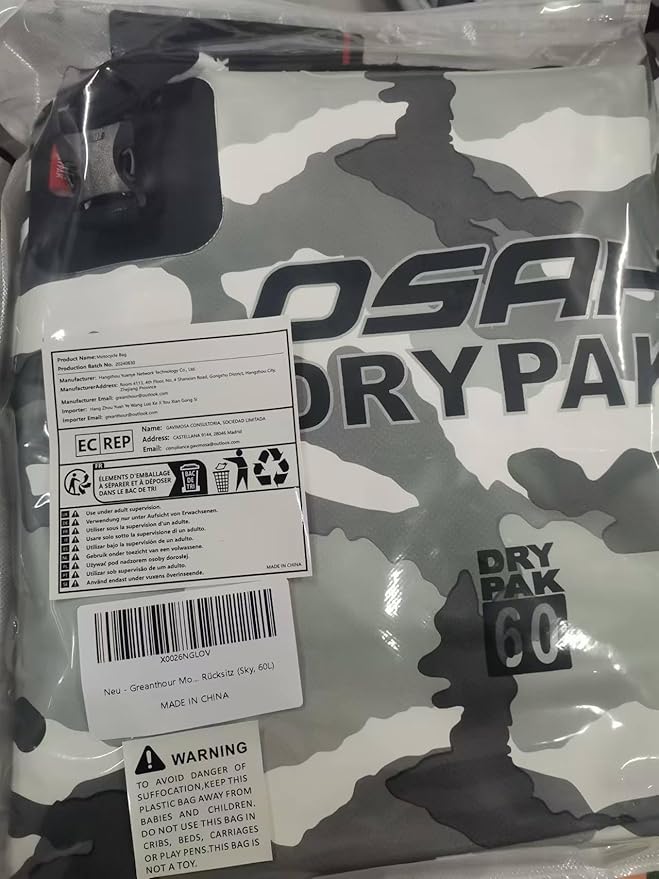 Motorcycle Dry Bag - Waterproof Motorcycle Duffle & Luggage Tail Bag Saddle Bags with Roll Top Closure, Large Storage Space,for Motorcycle Back Seat(Sky, 60L)