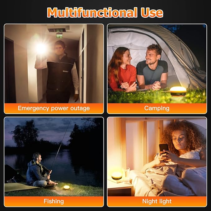 Yizhet 2 Pack LED Camping Lantern, Camping Lamp Flashlights, Camping Light with Magnetic Base 5 Modes Portable Outdoor Tent Light for Hiking Fishing Camping (AAA Batteries Need Self-provided)