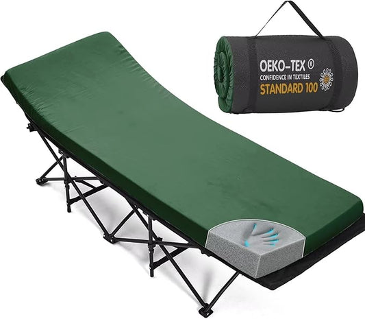 CYMULA Camping Cot Mattress 2in Memory Foam Sleeping Pad,Soft Warm Non-Slip Camping Mattress Topper with Retaining for Adults,Portable Roll up Pad for Travel(75 x30)(only Mattress)