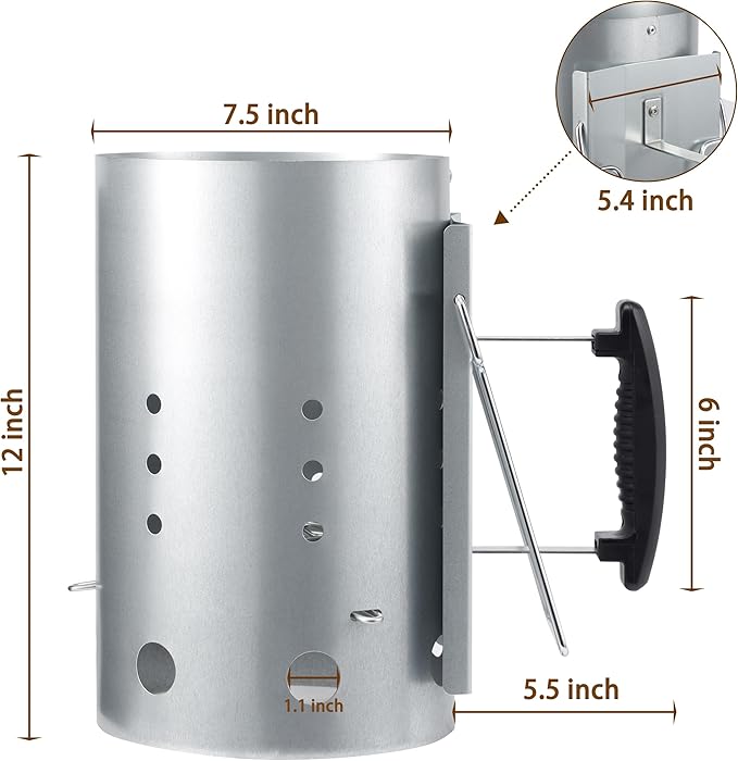 E500 Larger Charcoal Chimney Starter with 60Pcs Charcoal Starter, Coal Chimney Starter for Grill, BBQ Fire Starter Kit