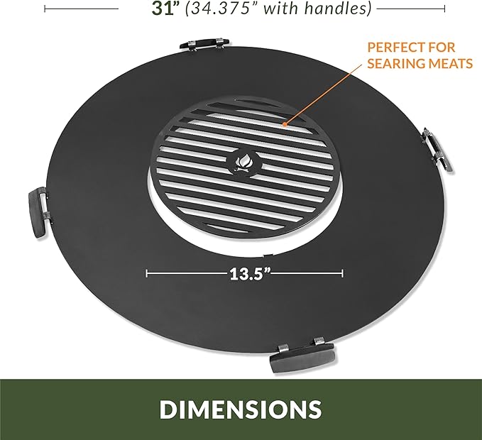 40" Round Cooking Grate, Universal Fire Pit Grill, Outdoor Campfire BBQ Grilling Mesh Grates Steel, Camping Cooking Grill and Skillet for Firepit, Burn Rack, Stove Accessories by Good Directions
