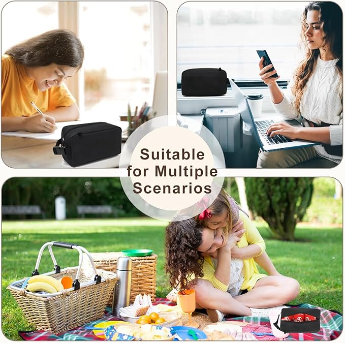 FlowFly Small Insulated Lunch box Portable Soft Bag Mini Cooler Thermal Meal Tote Kit with Buckle for Work, BlackWithBuckle