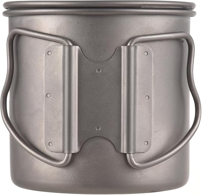 Lixada Titanium Coffee Pot, 13.5oz, Silver, Portable, Camping Coffee Pot with Removable Spout