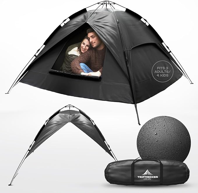 3-4 Person Automatic Instant Pop Up Tents for Camping - Fully Waterproof Camping Tents with Fly Screen, Storage - Portable Easy Set Up, Lightweight for Backpacking, Hiking Picnic