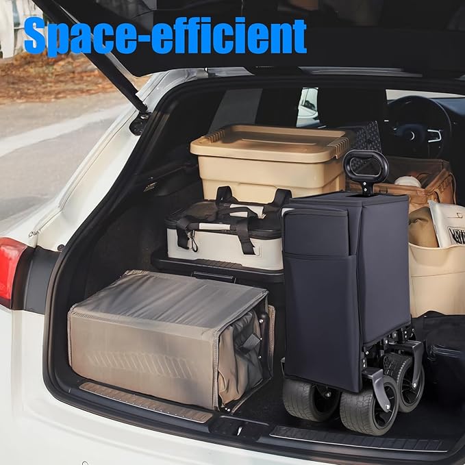 Collapsible Wagon with 450lbs Capacity – Wagons Carts Foldable with Wheels, 200L All-Terrain Garden Wagon, Heavy Duty Grocery Cart on Wheels for Beach, Camping