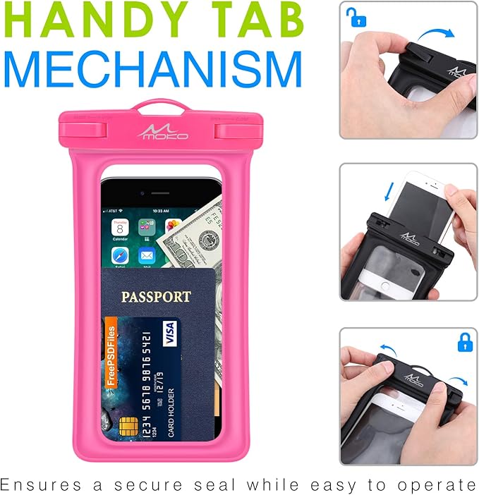 MoKo Floating Waterproof Phone Pouch 2Pack Compatible with iPhone 14 13 12 11 Pro Max X/Xr/Xs/SE 3, Samsung S21/S10/S9/S8