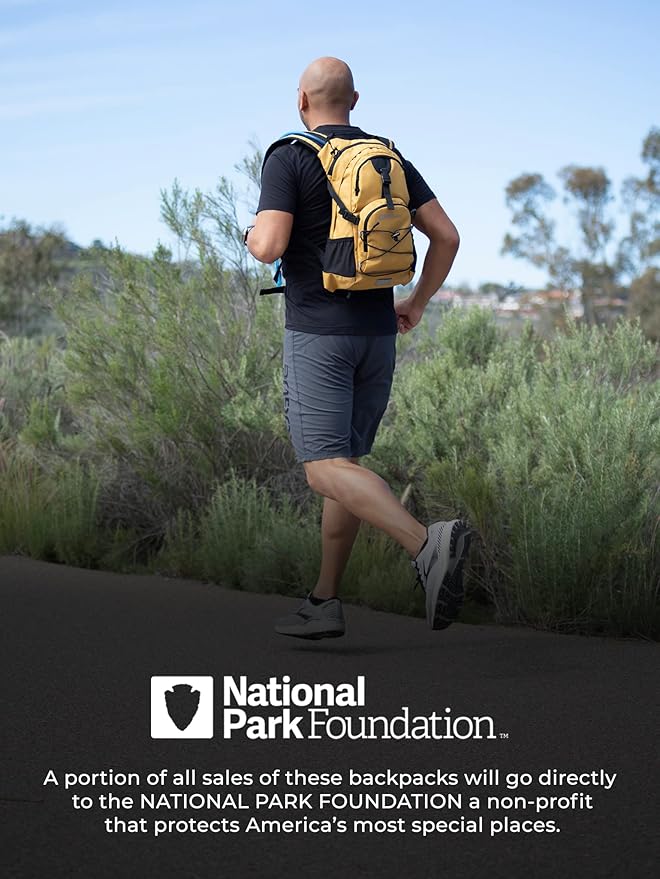 National Park Foundation 18L Hydration Backpack with 2 Liter Hydro Water Bladder Bag, Lightweight Daypack for Cycling, Hiking, Running, Climbing, for Men Women Kids