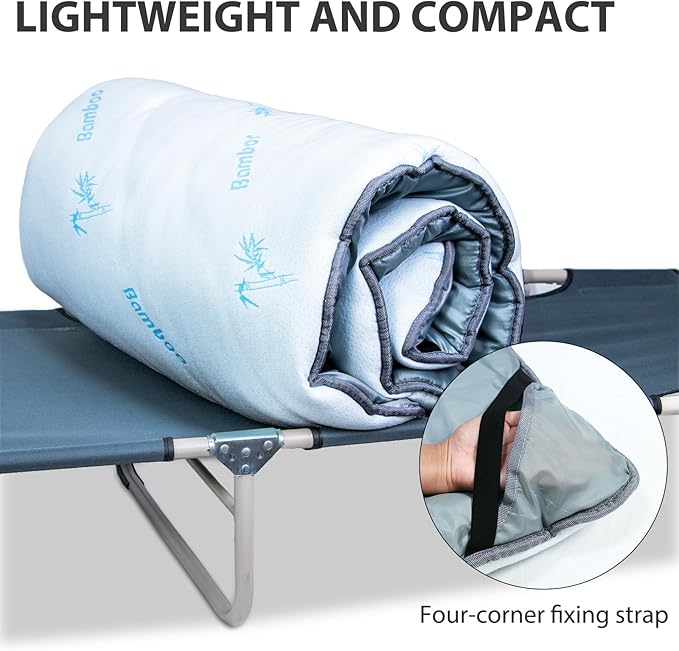 Gehannah Thick Camping Sleeping Pad, Soft Comfortable Microfiber Camping Cot Pads for Adults, Lightweight Foldable Sleeping mats for Traveling Hiking Backpacking Traveling