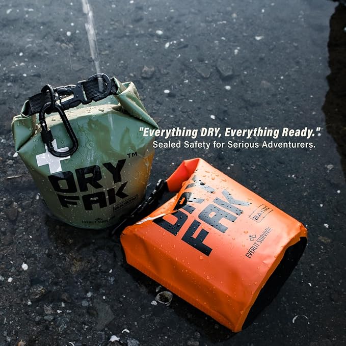 EVERLIT 290 Pc Waterproof First Aid Kit Dry FAK Medical Kit Emergency Survival Kit for Boat, Backpacking, Hiking, Fishing, Travel, Kayaking (Orange)