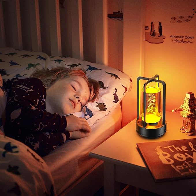 Portable Table Lamp for Outdoor Indoor: Cordless Rechargeable Desk Lamp with 3 Color Stepless Dimmable - Metal Battery Operated Small Lantern Light for Restaurant/Bedroom/Bar/Coffee Shop/Camping