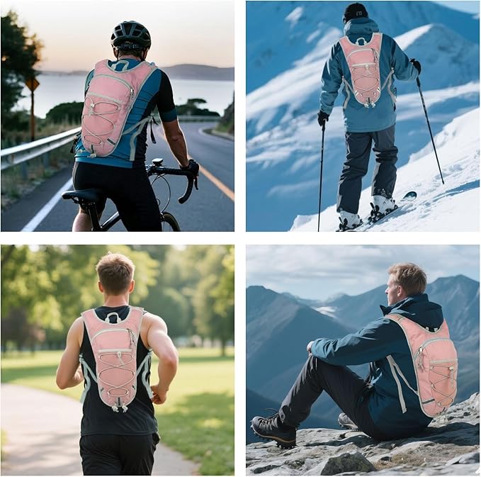 Lightweight Hydration Backpack 2L Water Bladder Pack for Running, Cycling, Hiking – Anti-Theft Water Backpack with Phone Holder, Trekking Pole Holder & Reflective Strips for Men & Women