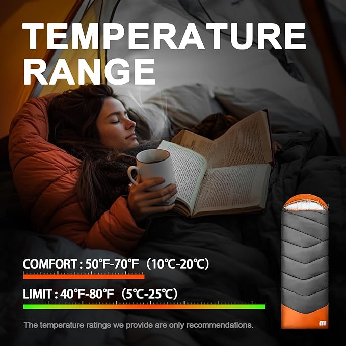 Sleeping Bags for Adults Cold Weather,Portable, Waterproof,Lightweight Sleeping Bag for Tall Girls Boys with Compression Sack for Warm Camping, Hiking, Outdoor & Indoor