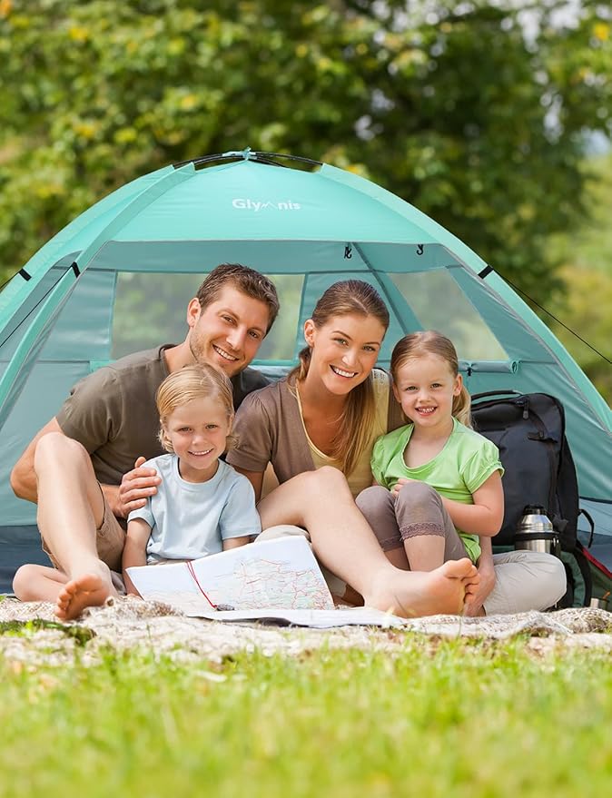 Beach Tent Sun Shelter for 3 Person with UPF 50+ UV Protection, Lightweight & Easy Setup Beach Shade Canopy with Vent Windows & Zippered Door