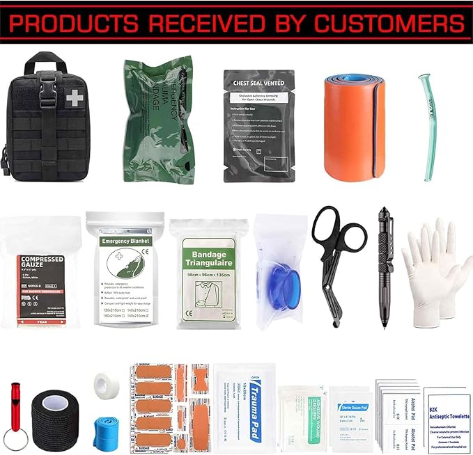 Ifak Trauma Kit, 74 Piece Upgrade Tactical First Aid Supplies, Molle Ifak Pouch Rip Away Refill Supplies for Survival Camping Hiking Travel