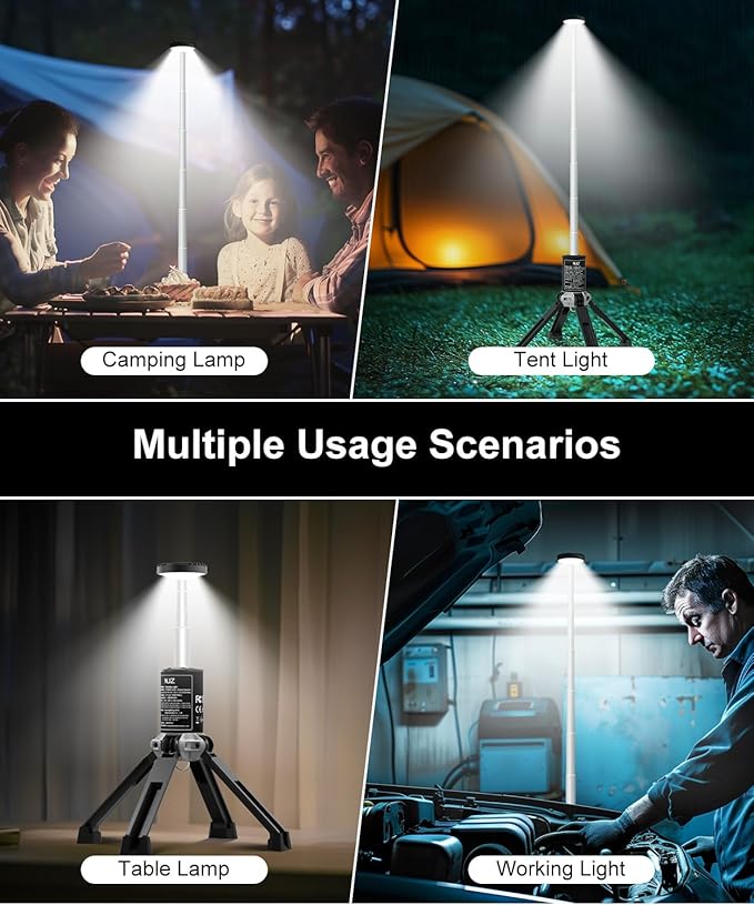 Camping Light, 20000mAh & 21H Runtime Rechargeable Light Tower. 6500K 3 Modes Telescopic Camping Light with Stand, Perfect for Outdoor, Emergency, Sports and Indoor Use(Carry Bag Included)