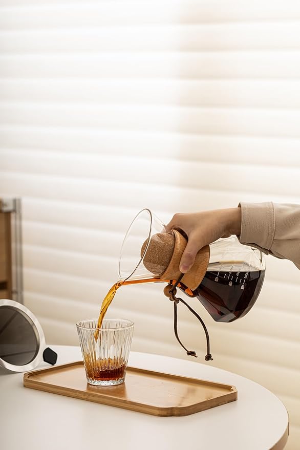 Pour Over Coffee Maker With Wood Sleeve,27oz/800mlPour Over Coffee Dripper,Pour Over Coffee Maker Set With Cork Stopper (27oz/800ml)