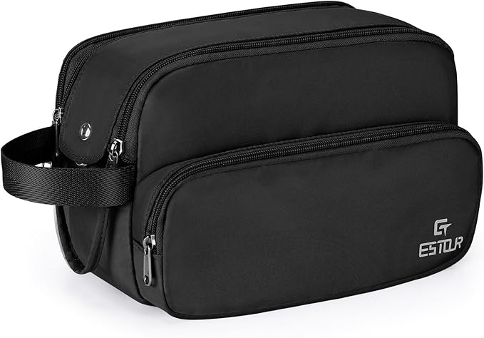 Toiletry Bag for Men, Travel Toiletry Bag Travel Essentials, Dopp Kit Water-resistant Shaving Bag,Bathroom Bag Toiletries Organizer,Classic Black(Polyster)