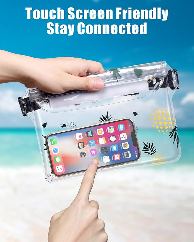 F-color Waterproof Fanny Pack - Waterproof Phone Pouch with Waist Strap - Cruise Essentials 2025 Must Haves Waterproof Pouch Dry Bag Keep Phone Valuables Safe for Beach Kayaking Boating Fishing