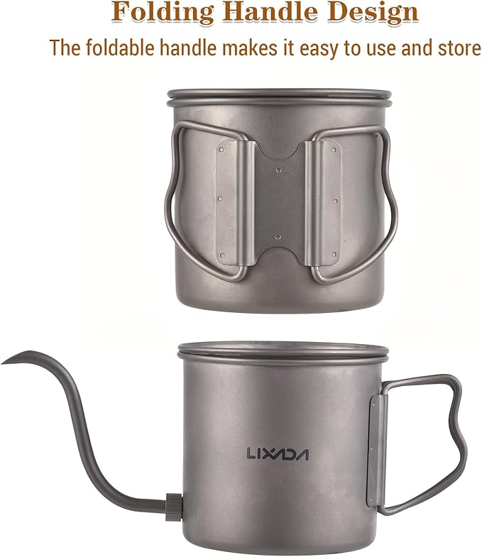 Lixada Titanium Camping Kettle - Coffee Pot with Removable Spout