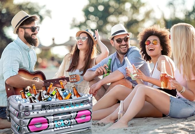 Inflatable Cooler for Parties, Radio Designed Style Inflatable Drink Cooler for Parties, Blow up Party Cooler for 80s90s Party Decorations