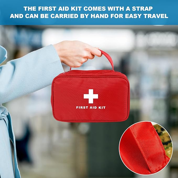 AOUTACC 6pcs First Aid Bag Empty, Waterproof Durable First Aid Kit Bag Empty with Zippered,First Responder Storage Medicine Emergency Bag for Home Office Kitchen Outdoor Travel Camping Activities-Red