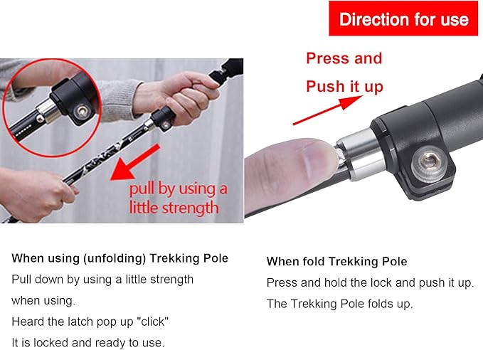 Aluminum Collapsible Ultralight Travel Trekking Hiking Pole for Men and Women