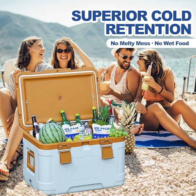 Blue Ice Packs for Coolers, Shipping and Lunch Box | Cold for Up to 48 Hours | Slim Size Long-Lasting Reusable Ice Pack | Gel Freezer Packs for Camping, Beach, Fishing, Shipping Food