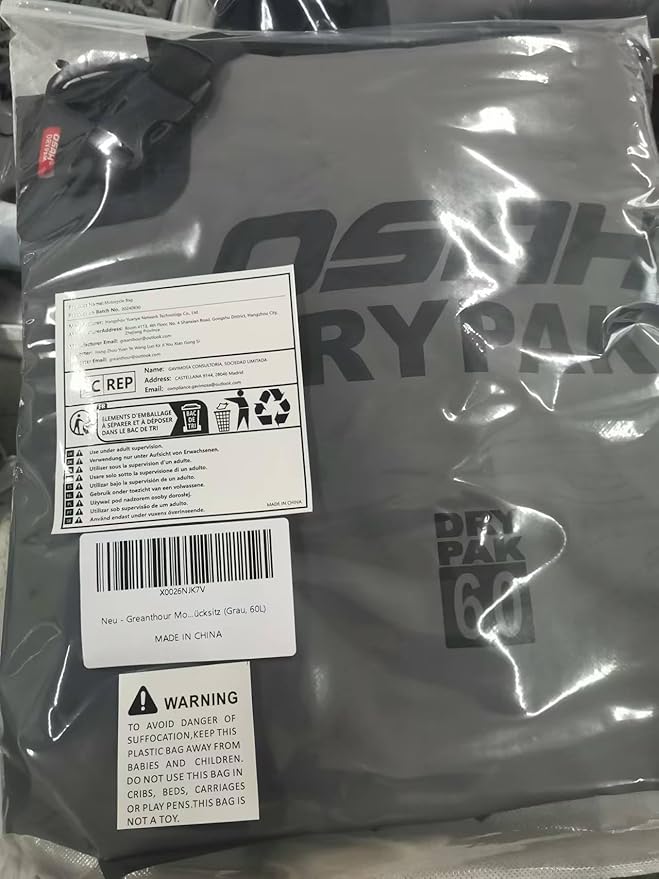 Motorcycle Dry Bag - Waterproof Duffle & Luggage Tail Bag Saddle Bags with Roll Top Closure, Large Storage Space,for Motorcycle Back Seat(Grey, 60L)