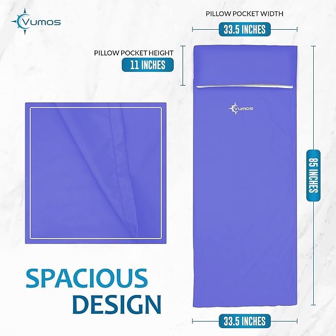 Sleeping Bag Liner and Camping Sheet – Silk Like Material for Travel - Has Full Length Zipper