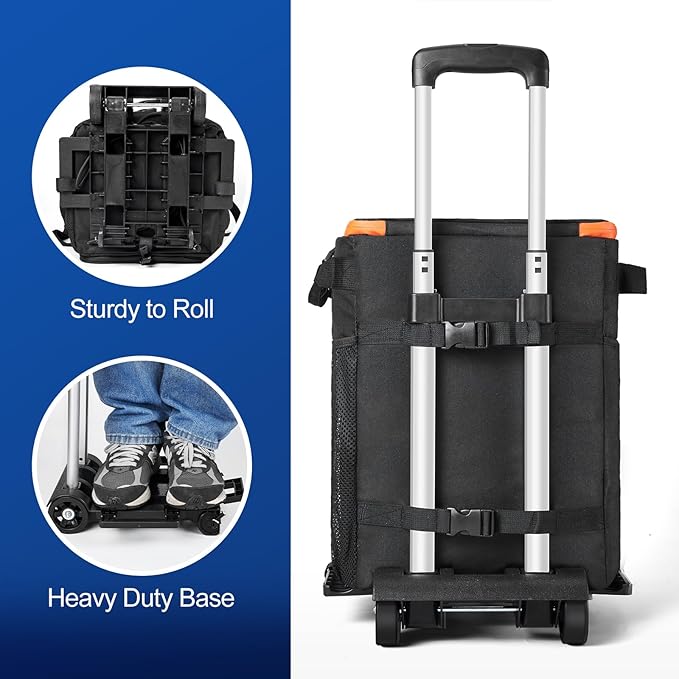 Odoland 48/72 Cans Soft Cooler with Wheels and Handle Collapsible Ice Chest Rolling Coolers on Wheels for Beach Camping Travel and Picnic