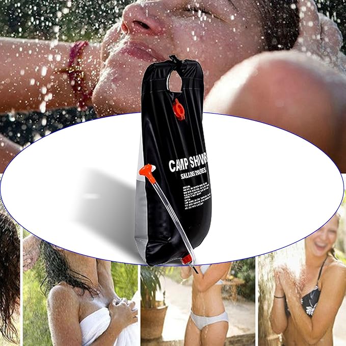PVC Outdoor Shower Bag 20L Outdoor toiletries Camping Shower Solar hot Water Bag Shower Water Bag can be Used for Hiking, Camping, and Fishing