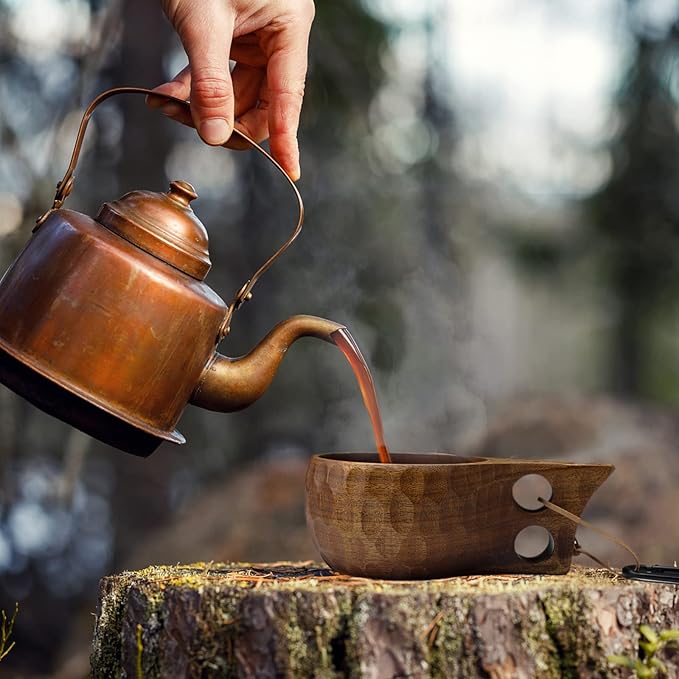 Kuksa Wooden-Mug - 12 oz Wood Coffee Cup for Camping, Hiking, traveling