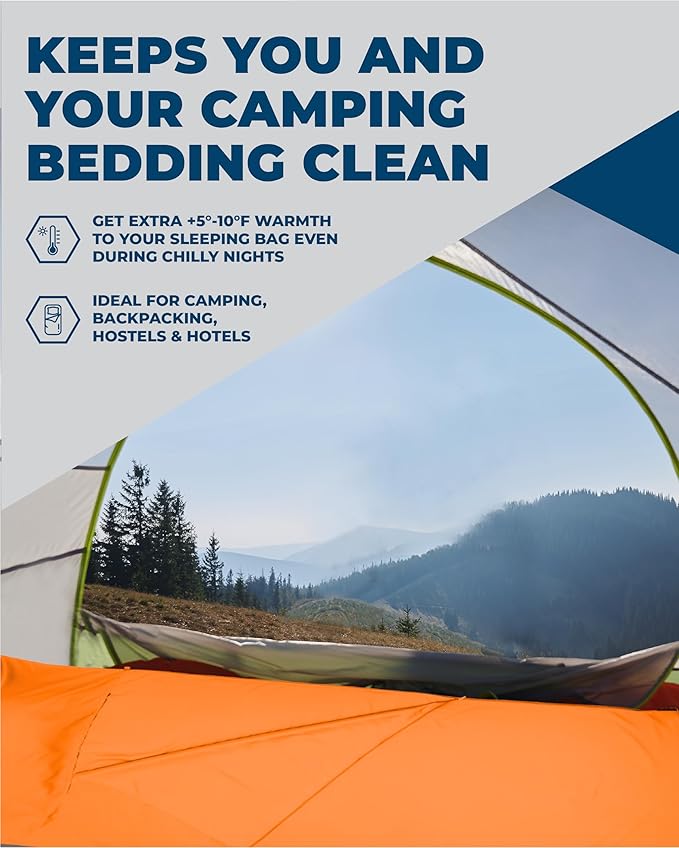 The Friendly Swede Sleeping Bag Liner — Ultralight Polyester or Cold Weather Microfiber Adult Sleep Sack; Thin Travel Sheets for Hotel; Camping Sheets; Travel Sleeping Bag with Pocket-Size Stuff Sack