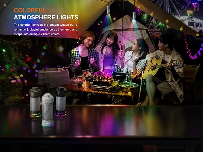 Fenix CL22R 500 Lumen Compact Lantern, USB-C Rechargeable and Multifunctional with Red Light and Colorful Ambient Lights for Camping, Hiking, Fishing (Polar Night Black)