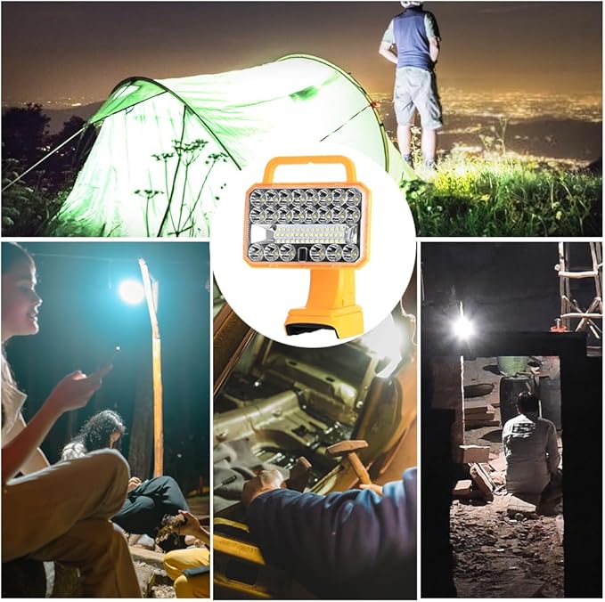 2000LM Light Compatible with Dewalt 20V Max Lithium-ion Battery, 18W Flashlight with USB Port, LED Work Light for Emergencies, Camping, Outdoor, Indoor(Battery not Included)